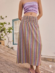 بنفسجي مربعات - تنورة ماكسي بكشكشة - صورة 4 من 8