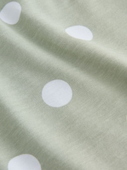 Sage Green Polka Dot Maxi Length Trapeze Shape Ruched Neckline Thin Vest Strap Dress - Image 6 of 7