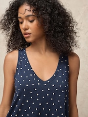 Mornarski/bela tačka - Bez rukava Izrez u obliku slova V Slouch Haljina - Slika 4 od 7