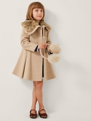 Monsoon Brown Fluffy Leopard Collar Swing Coat - Image 1 of 4