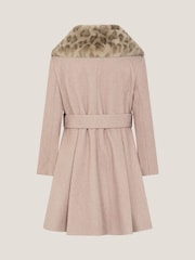 Monsoon Brown Fluffy Leopard Collar Swing Coat - Image 3 of 4