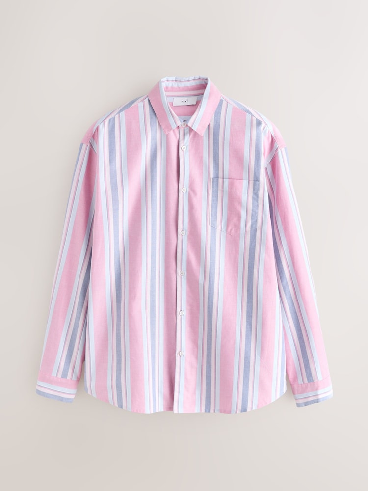 Pink and Blue Stripe Oxford Long Sleeve Shirt - Image 1 of 3