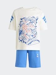 adidas White Marvel Avengers Little Kids T-Shirt and Shorts Set - Image 6 of 8