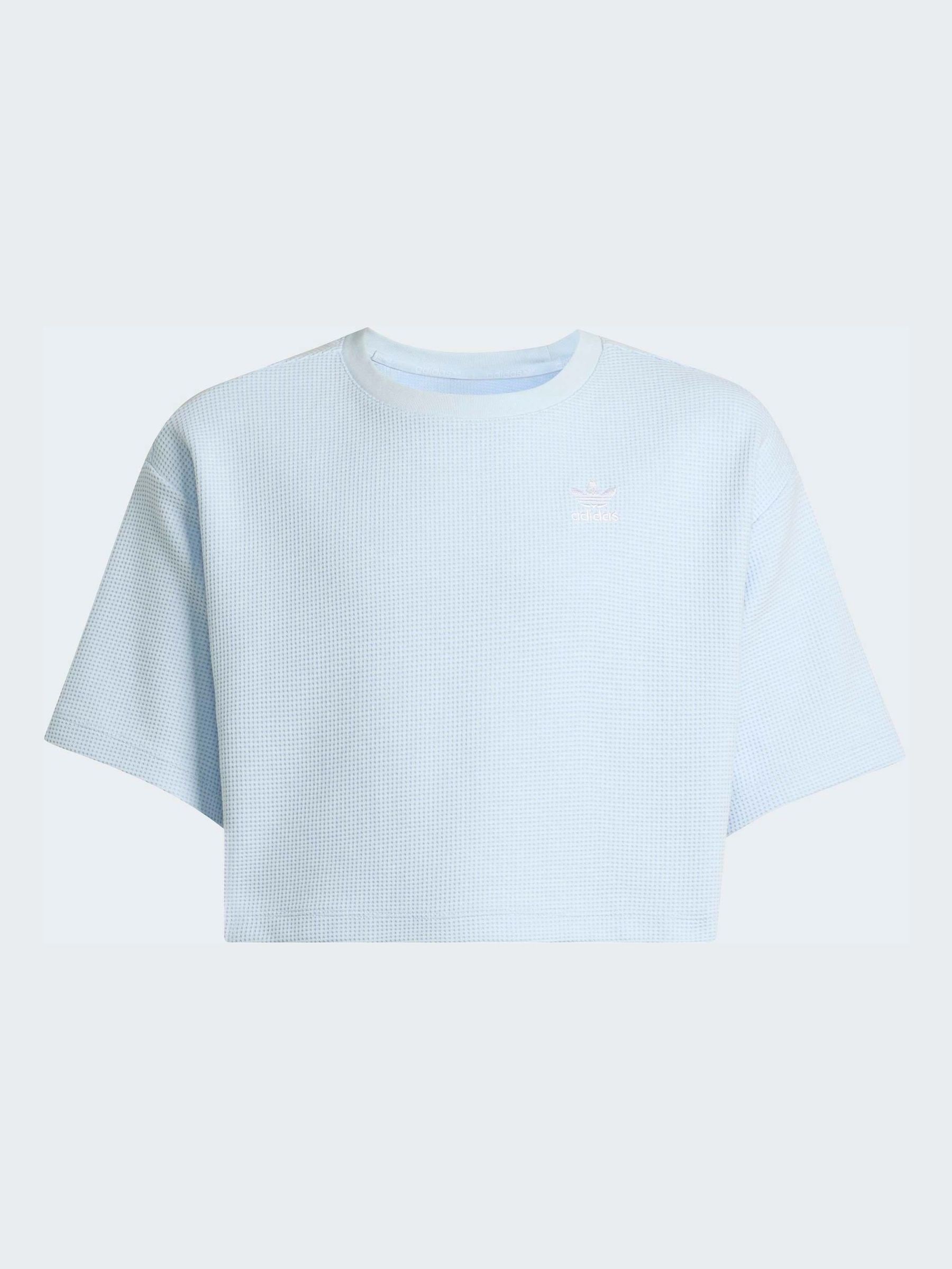 Next：日本 ブルー - adidas Originals クロップド ワッフル Tシャツ