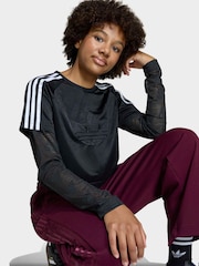 adidas Originals Black Long Sleeved Lace Top - Image 5 of 6