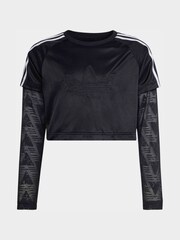 adidas Originals Black Long Sleeved Lace Top - Image 6 of 6
