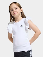 adidas Originals White Frill Top & shorts  Little Kids Set - Image 4 of 6