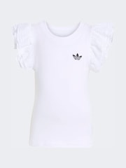 adidas Originals White Frill Top & shorts  Little Kids Set - Image 6 of 6