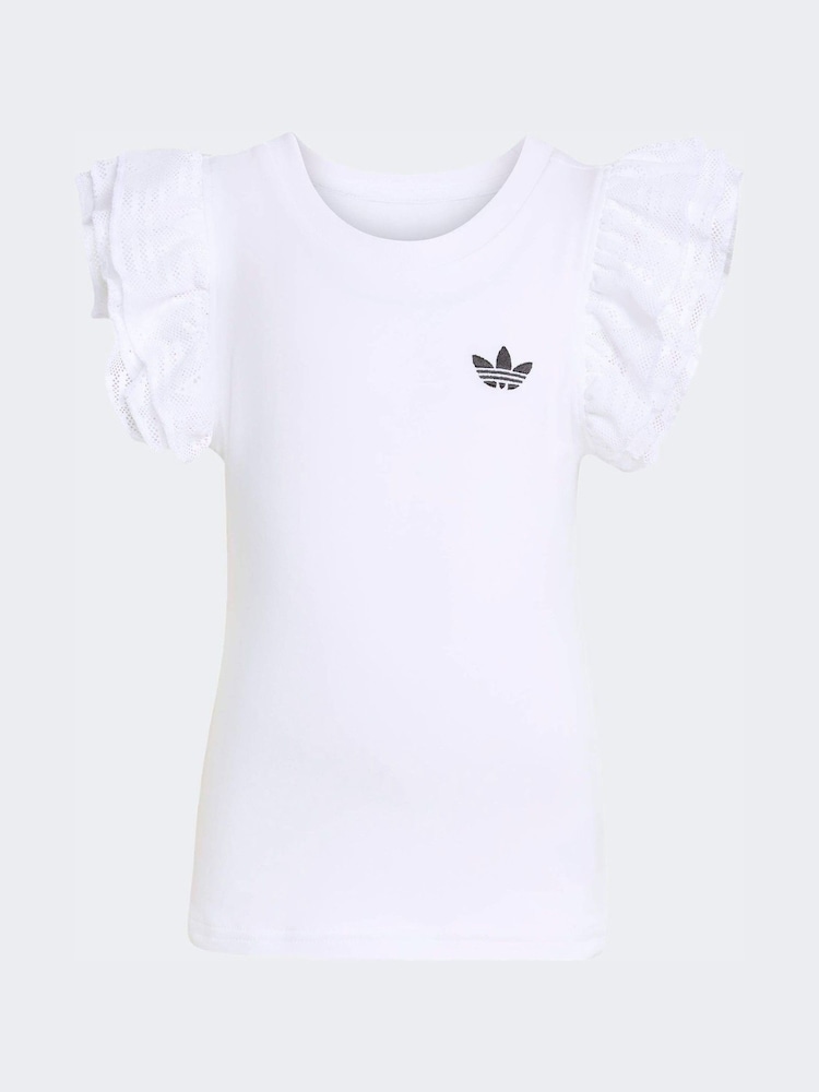 adidas Originals White Frill Top & shorts Little Kids Set - Image 6 of 6 adidas Originals White Frill Top & shorts Little Kids Set - Image 6 of 6