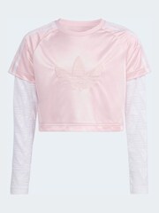 adidas Originals Pink Long Sleeved Lace Top - Image 6 of 6
