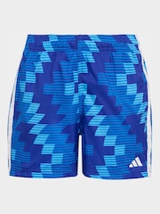 adidas Blue Graphic 3 Stripes Swim Shorts - Image 1 of 5