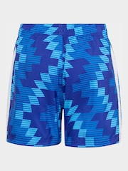 adidas Blue Graphic 3 Stripes Swim Shorts - Image 2 of 5