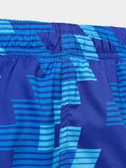 adidas Blue Graphic 3 Stripes Swim Shorts - Image 3 of 5