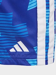 adidas Blue Graphic 3 Stripes Swim Shorts - Image 5 of 5