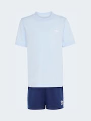 adidas Originals Blue T-Shirt and Shorts Set - Image 6 of 10