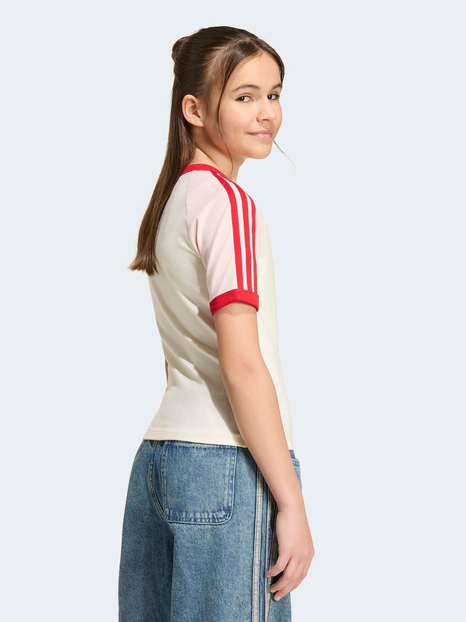 Buy adidas Originals Cream White 3 Stripes Heart Logo T-Shirt from