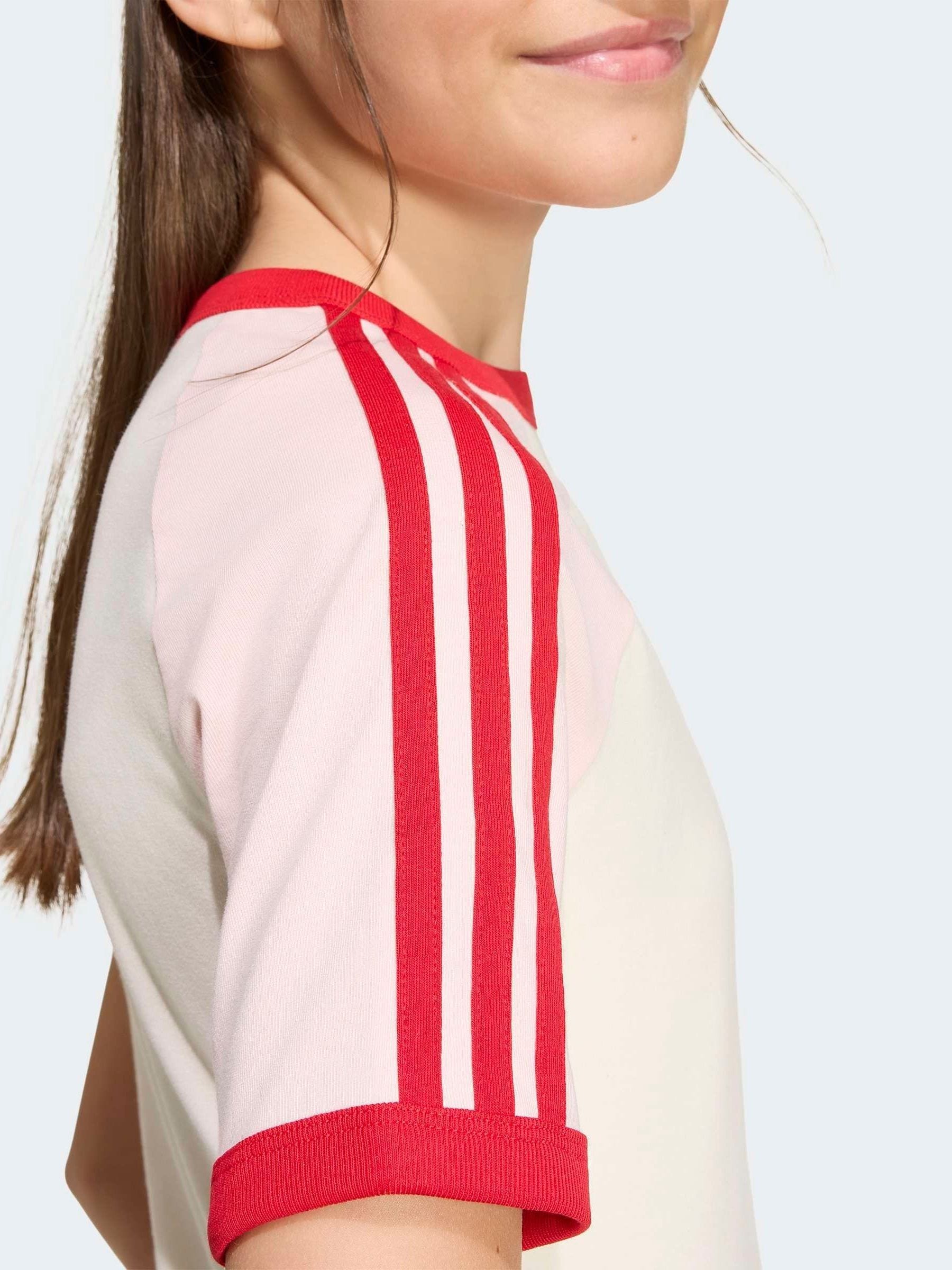 Buy adidas Originals Cream White 3 Stripes Heart Logo T-Shirt from