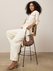 Ecru - Pull On Barrel Leg Jeans - Imaginea 1 din 9