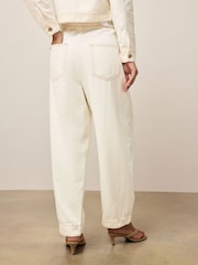 Ecru - Pull On Barrel Leg Jeans - Imaginea 3 din 9