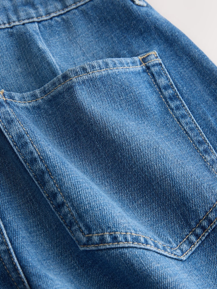 Mellemblå denim - Højtaljede, krøllede front-jeans med koniske tønde - Billede 9 af 9