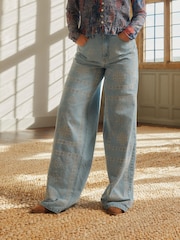 Mittelblau - National Trust x Next Cross Stitch Embroidery Leg Jeans - Bild 2 von 6