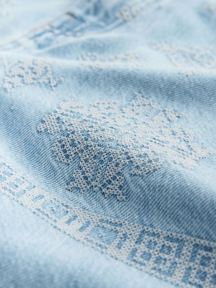 Γαλάζιο - Τζιν με σταυροβελονιά και κέντημα National Trust x Next - Εικόνα 9 από 9