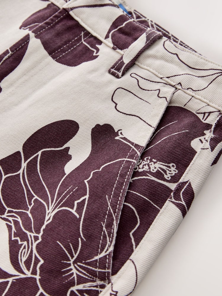 Ecru / Burgundy Floral - Weit geschnittene Jeans - Bild 2 von 3