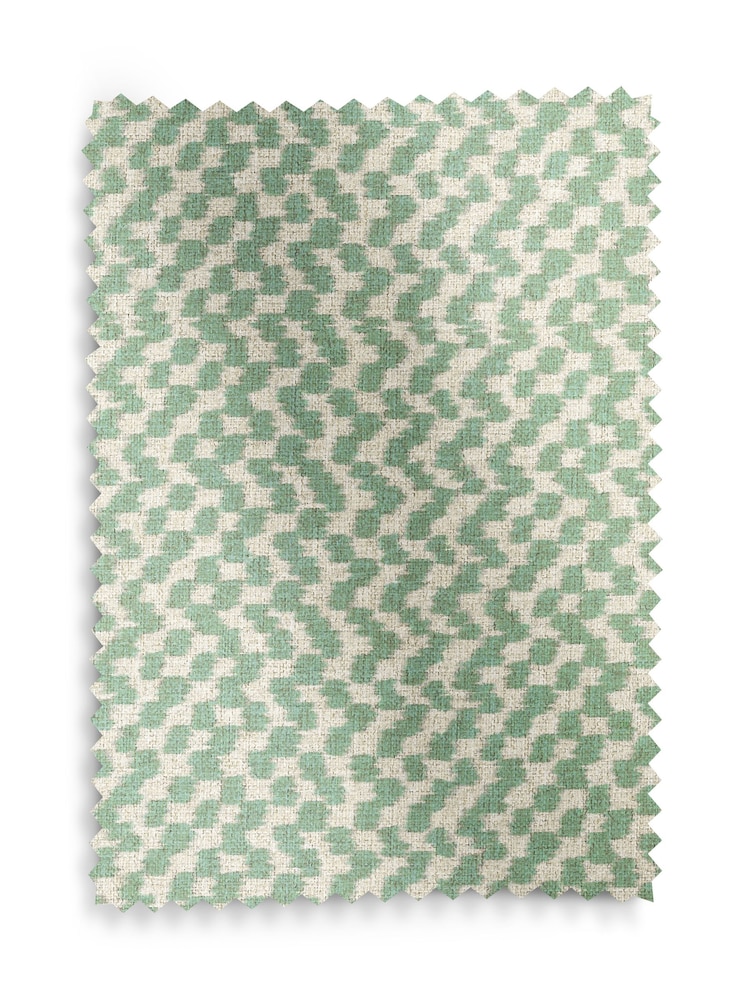 Basil Green Ikat Print Upholstery Swatch - Image 1 of 1
