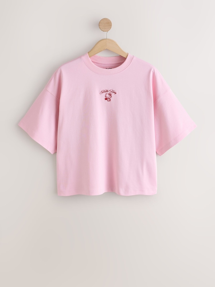 Pink Hello Kitty Official Licensed Crew Neck T-Shirt - Image 1 of 4
