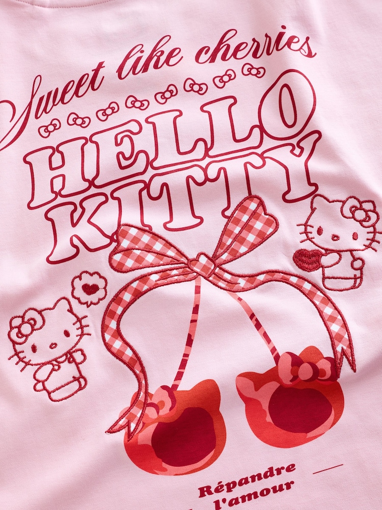 Розовый - Футболка с лицензированным принтом и круглым вырезом Hello Kitty - Изображение 8 8