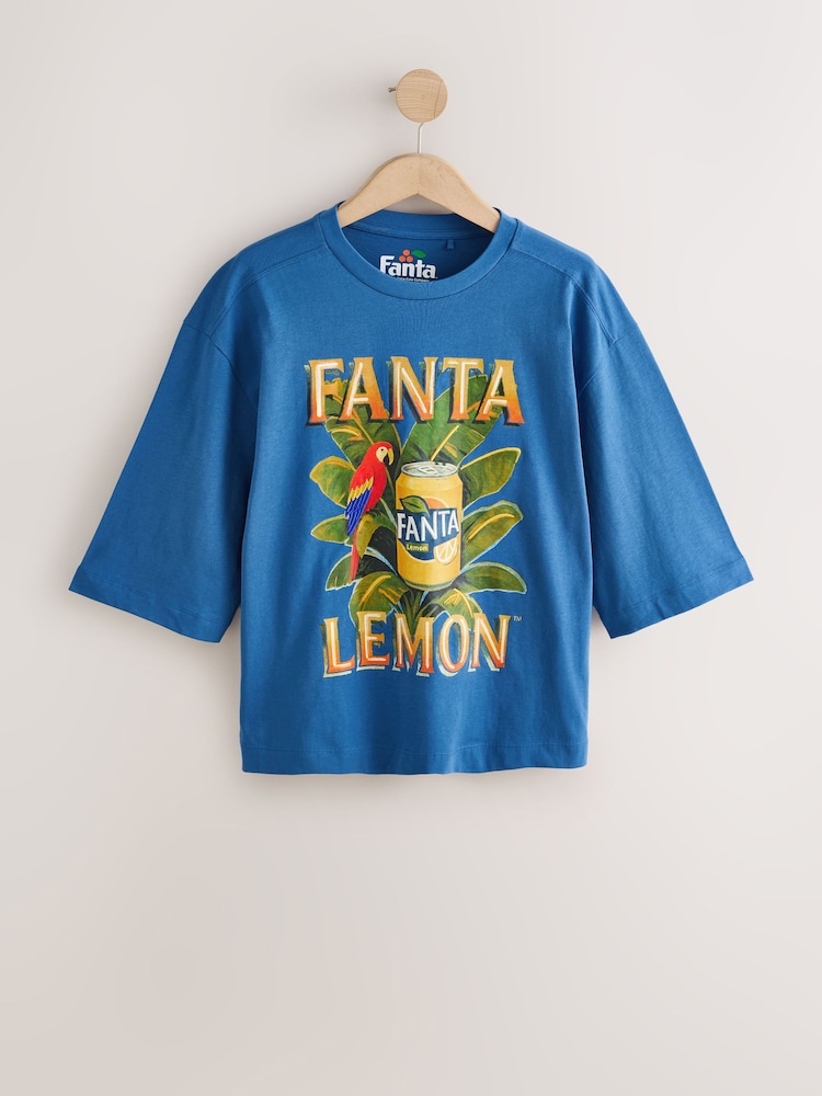 Albastru deschis - Fanta Graphic Crew Neck T-Shirt - Imaginea 1 din 3