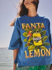 Bright Blue Fanta Graphic Crew Neck T-Shirt - Image 5 of 8