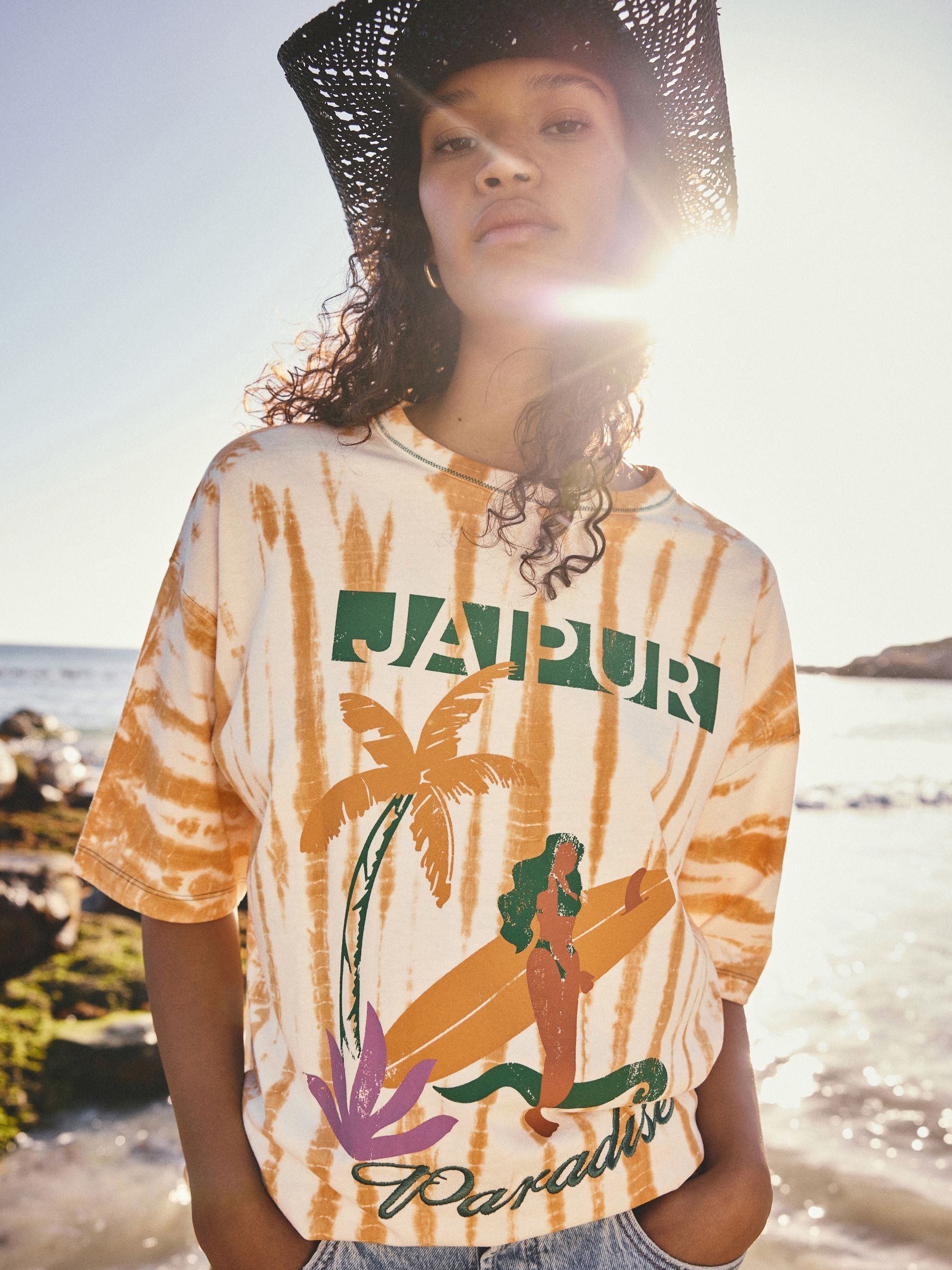 Buy Ecru Graphic Tie Dye Short Sleeve Crew Neck T-Shirt from Next Oman