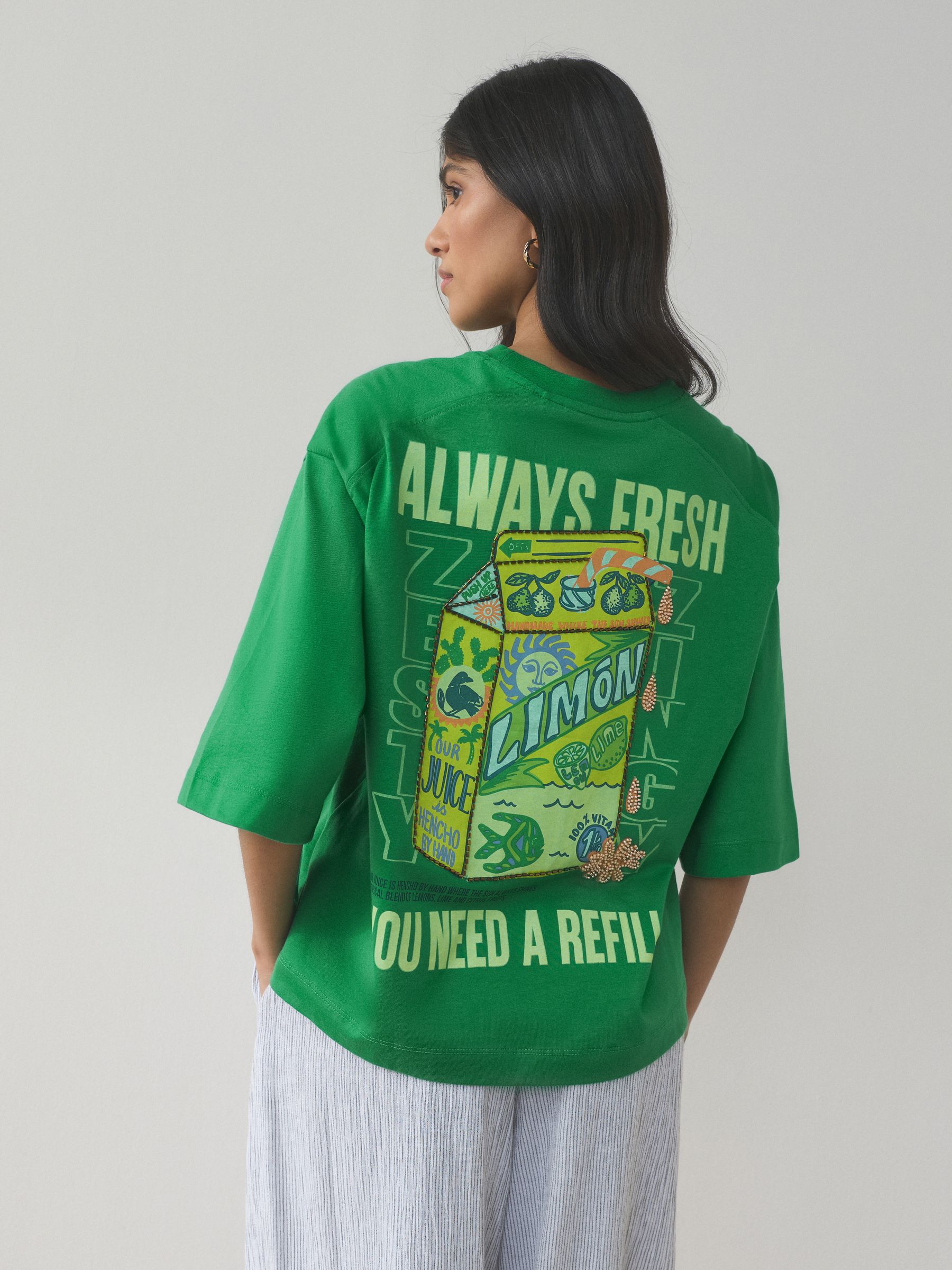 Buy Green Graphic Short Sleeve Crew Neck T-Shirt from the Next UK