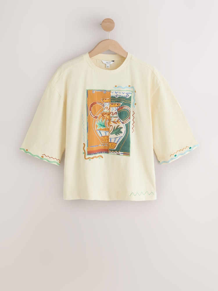 Mint Green Graphic Vase Short Sleeve T-Shirt - Image 1 of 3 Mint Green Graphic Vase Short Sleeve T-Shirt - Image 1 of 3