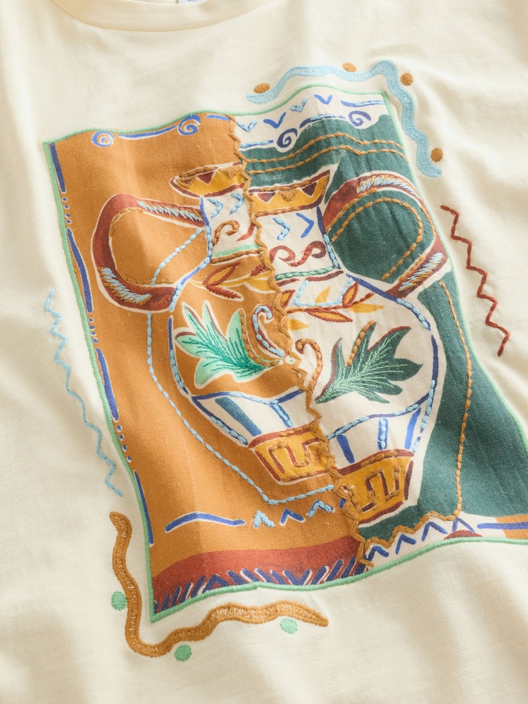 Mint Green Graphic Vase Short Sleeve T-Shirt - Image 2 of 3 Mint Green Graphic Vase Short Sleeve T-Shirt - Image 2 of 3