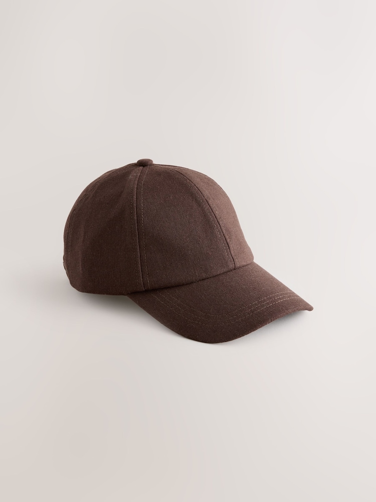 Chocolate Brown Linen Cap - Image 1 of 3 Chocolate Brown Linen Cap - Image 1 of 3
