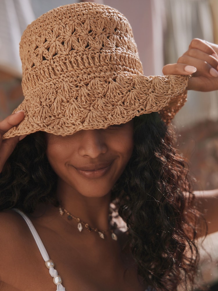 Natur - Scallop Brim Paper Bucket Hat - Bild 2 von 5