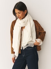 Cream Foil Print Lightweight Scarf - Image 2 of 7