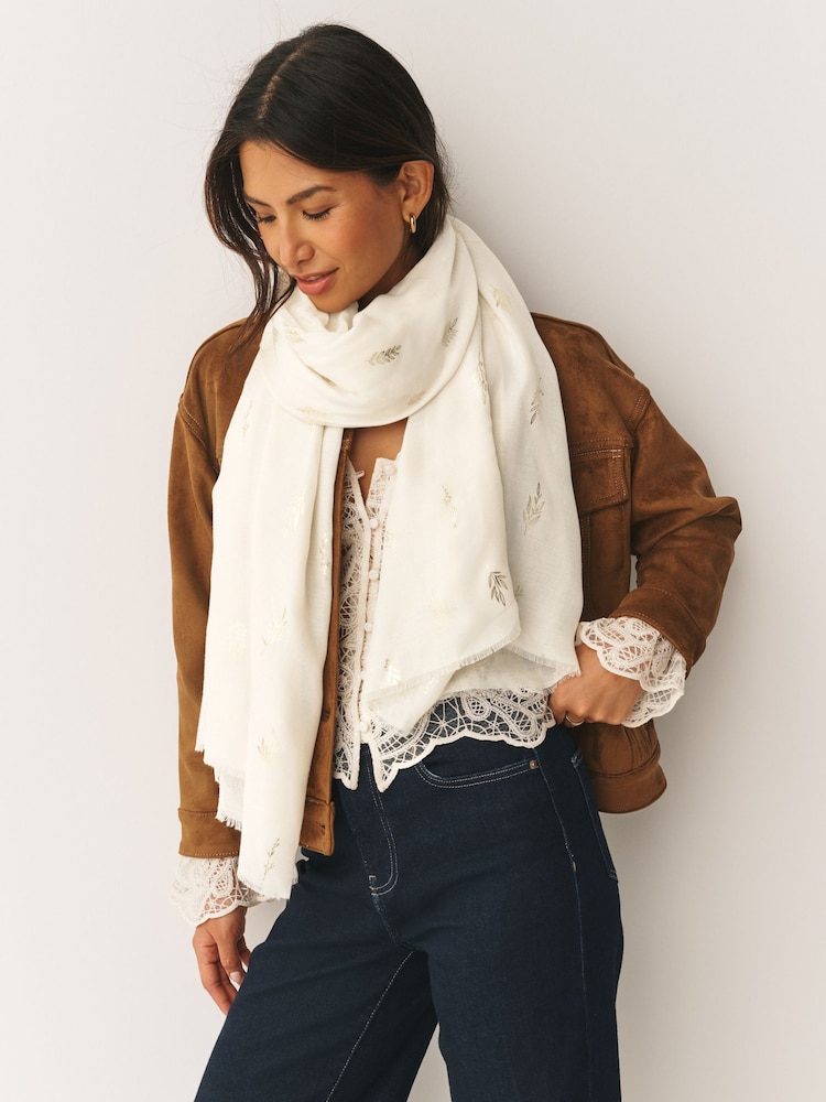 Cream Foil Print Lightweight Scarf - Image 2 of 7