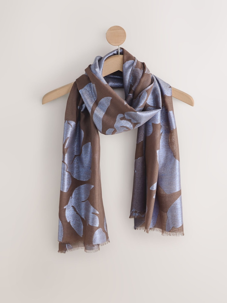 Chocolate Brown/Blue Sparkle Lightweight Scarf - Image 1 of 3