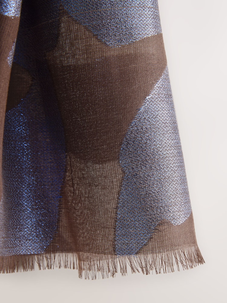 Chocolate Brown/Blue Sparkle Lightweight Scarf - Image 2 of 3