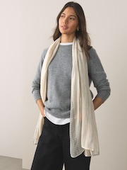 كريم - Sparkle Mono Stripe Lightweight Scarf - Image 1 of 6