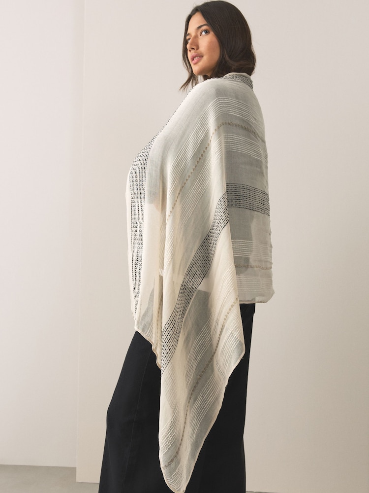 كريم - Sparkle Mono Stripe Lightweight Scarf - Image 2 of 6