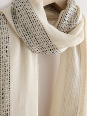 كريم - Sparkle Mono Stripe Lightweight Scarf - Image 5 of 6