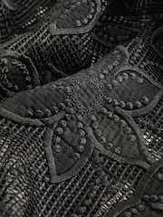 Black Floral Mesh Tie Front Cover-Up - Image 7 of 8