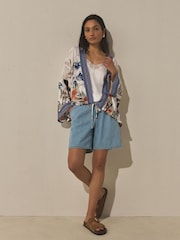 Parrot Print - Tie Front Lightweight Jacket - 8ичинен 4 сүрөт