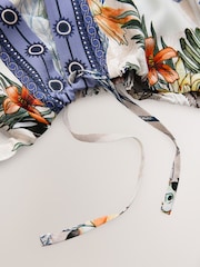 Parrot Print - Tie Front Lightweight Jacket - 8ичинен 8 сүрөт