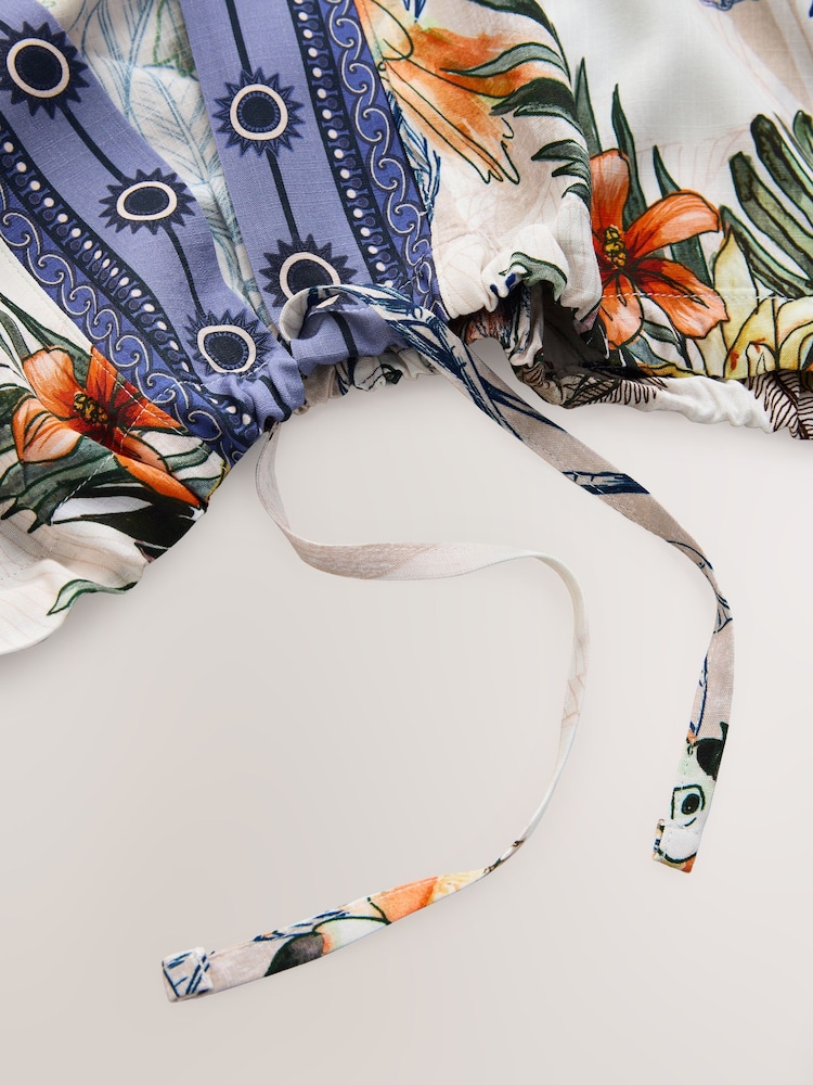 Parrot Print - Tie Front Lightweight Jacket - 8ичинен 8 сүрөт