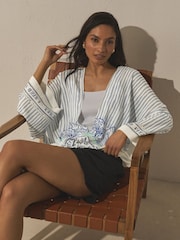 Blue Mermaid Print - Tie Front Lightweight Jacket - 9ичинен 3 сүрөт